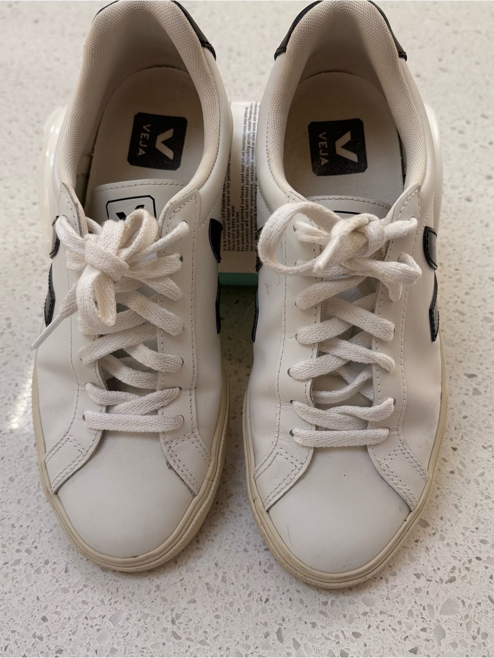 Veja White Leather Sneakers with Black V Logo